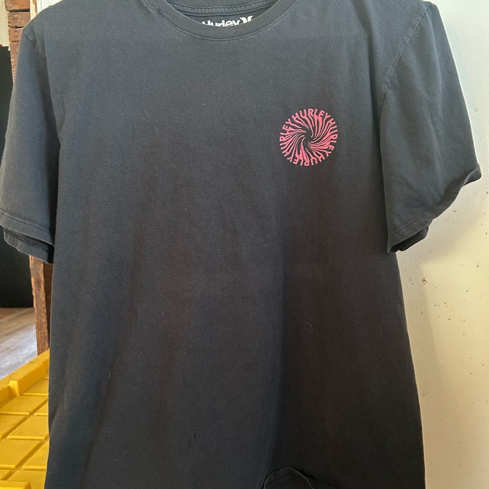 Hurley Black Tee with Pink Logo